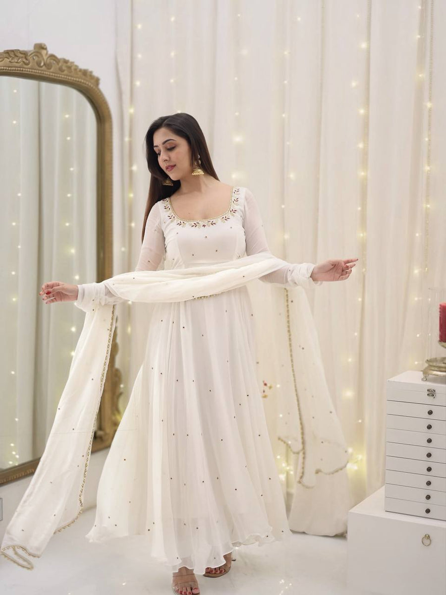 The Enchantment of a White Anarkali Dress  Label Mayra