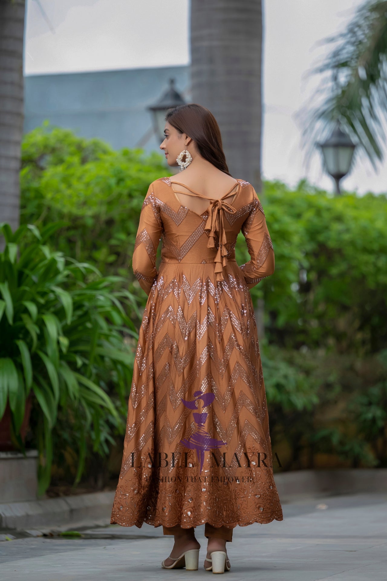 Sakhi Brown heavy embroidered Anarkali set