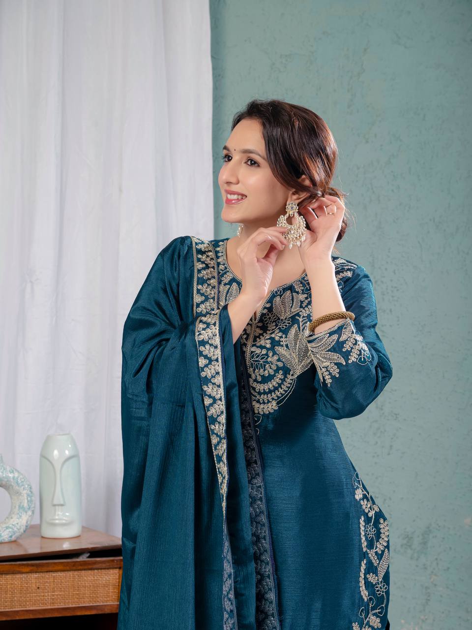 Preet Chinon Silk Sharara Set