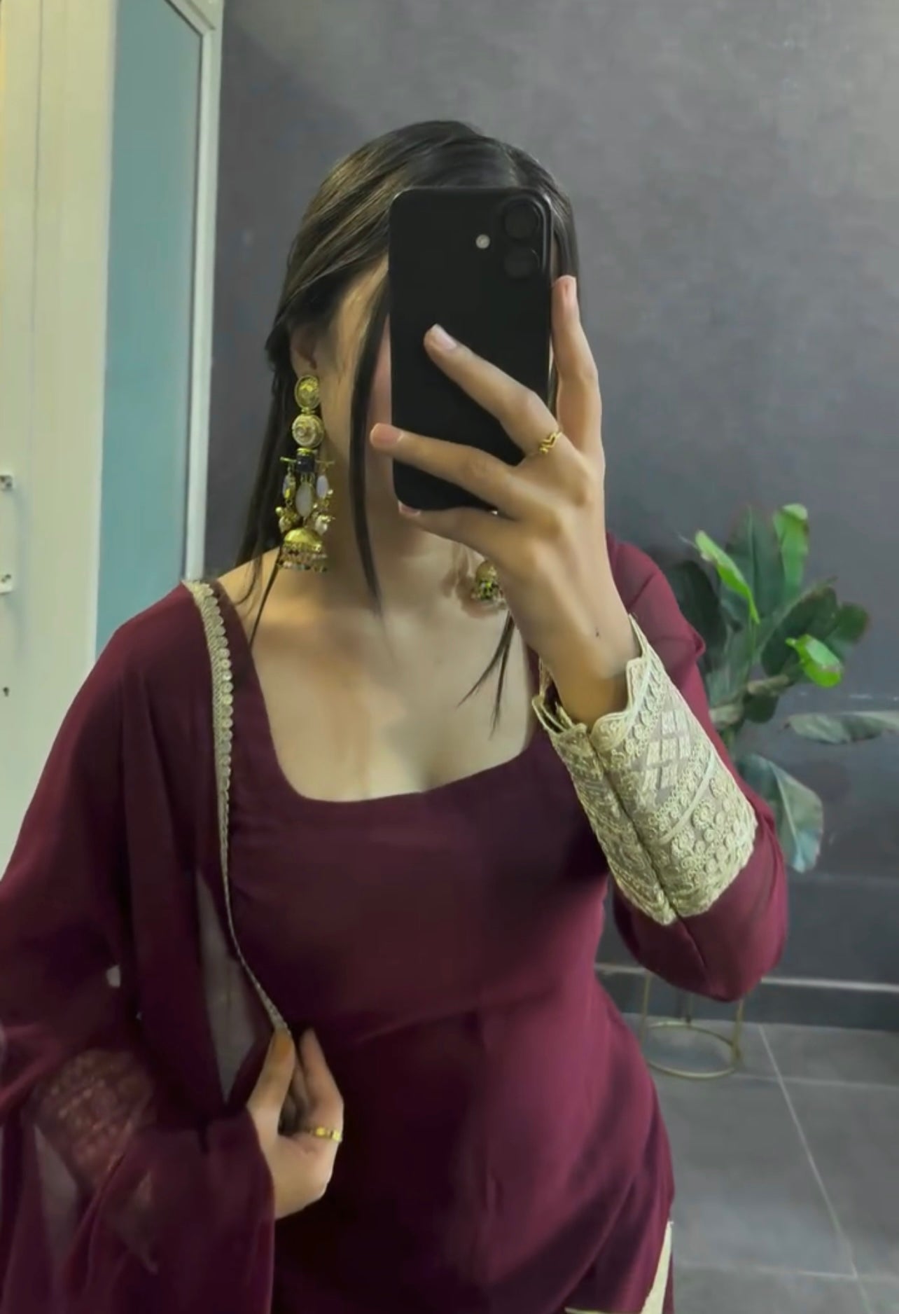 Maroon Sharara Suit with Gold Detailing – Timeless Ethnic Wear