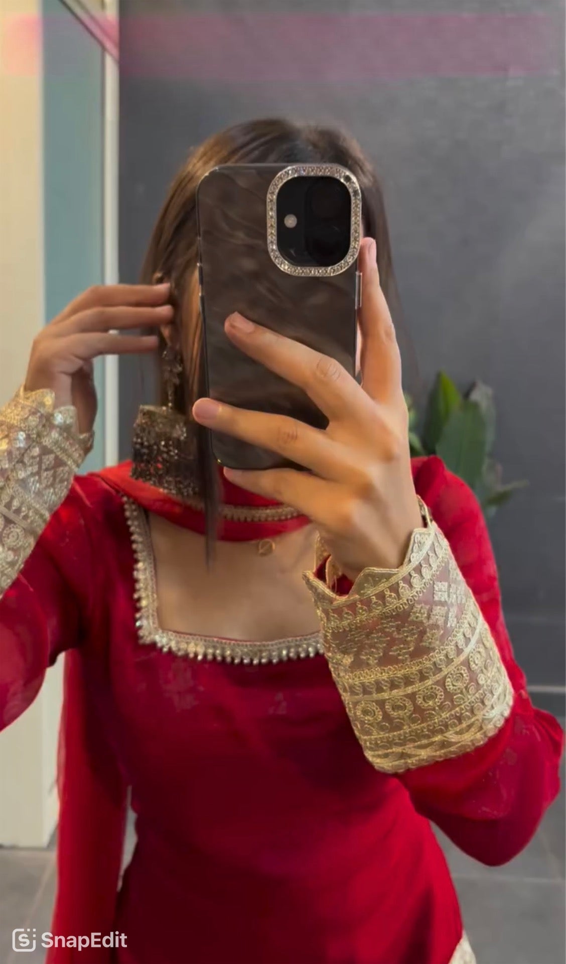 Red Sharara Suit with Gold Embroidery – Ethnic Glamour