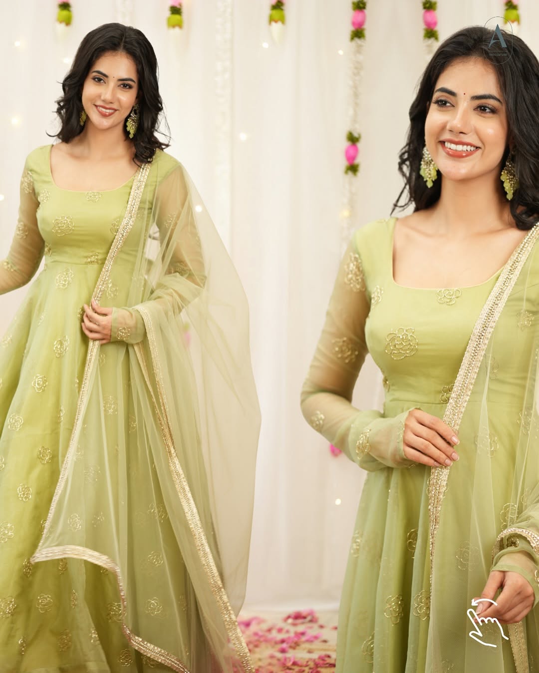 Pastel Green Embroidered Anarkali Suit