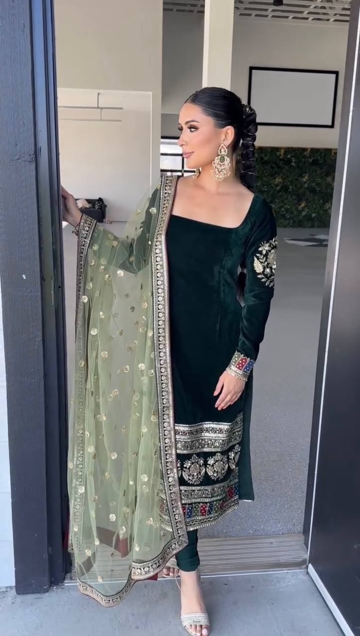 "Ethereal Elegance in Green Ensemble"