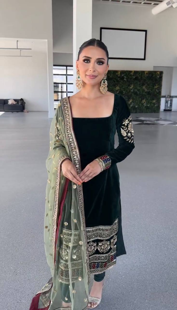 "Ethereal Elegance in Green Ensemble"