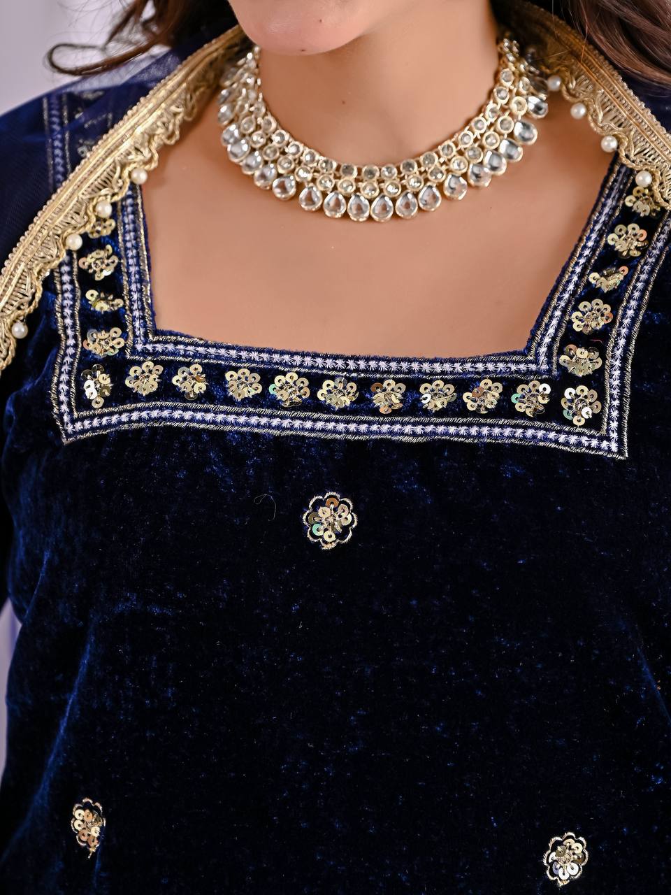 Heavy Embroidered Velvet Suit for Festive Wear