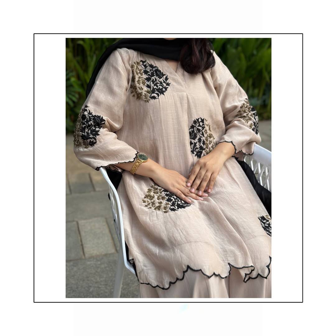 Elegance Redefined: Embroidered Dress with Chic Footwear