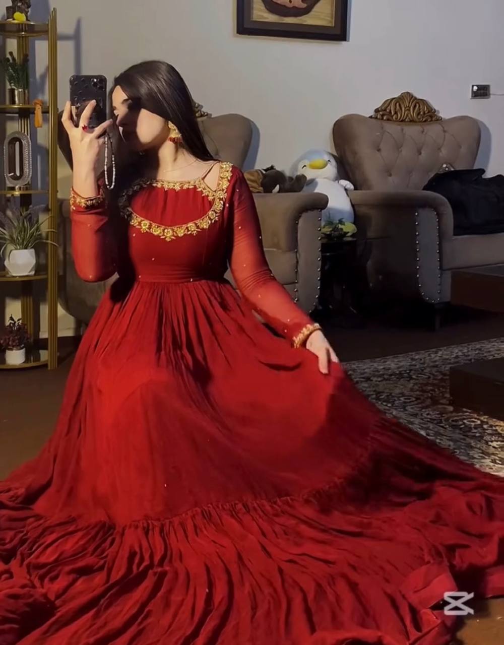 Radiant Red Georgette Anarkali Suit Collection