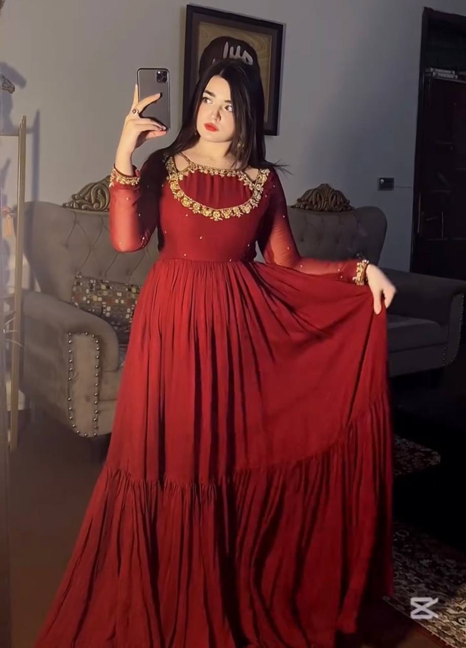 Radiant Red Georgette Anarkali Suit Collection