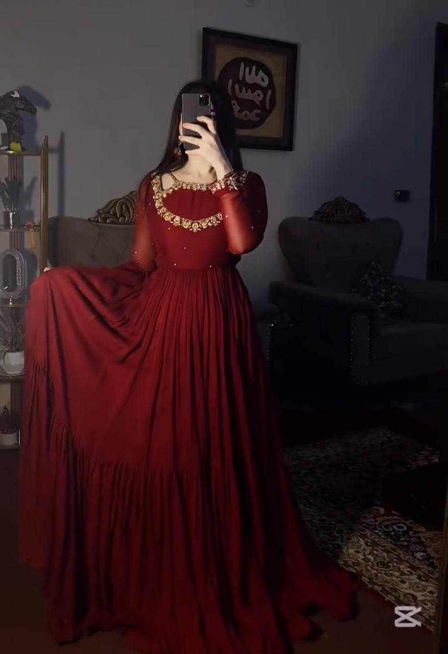 Radiant Red Georgette Anarkali Suit Collection