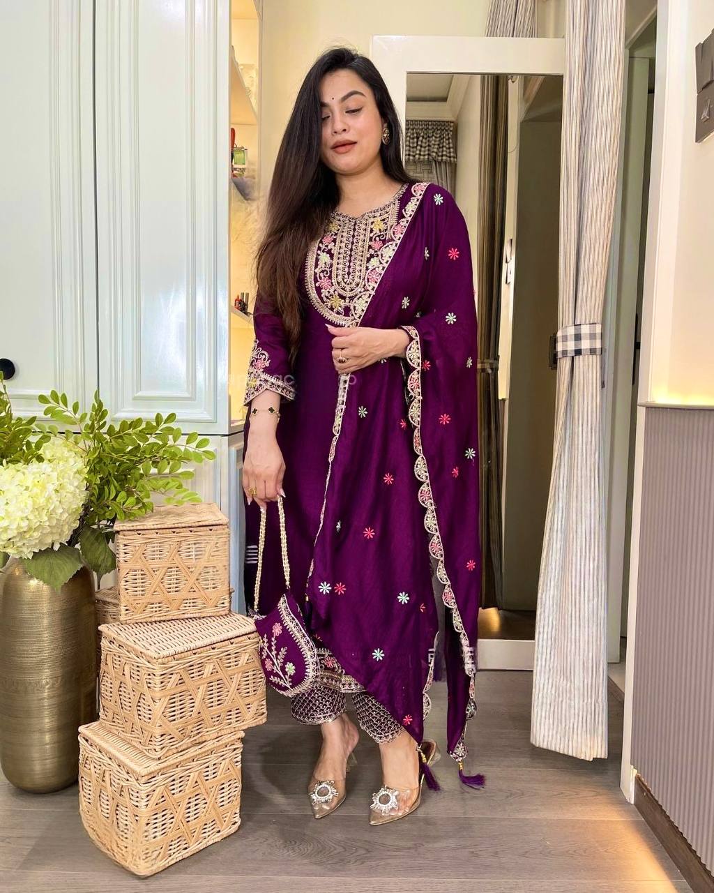 Elegance in Harmony: Blue and Purple Fashion Duo Unveiled