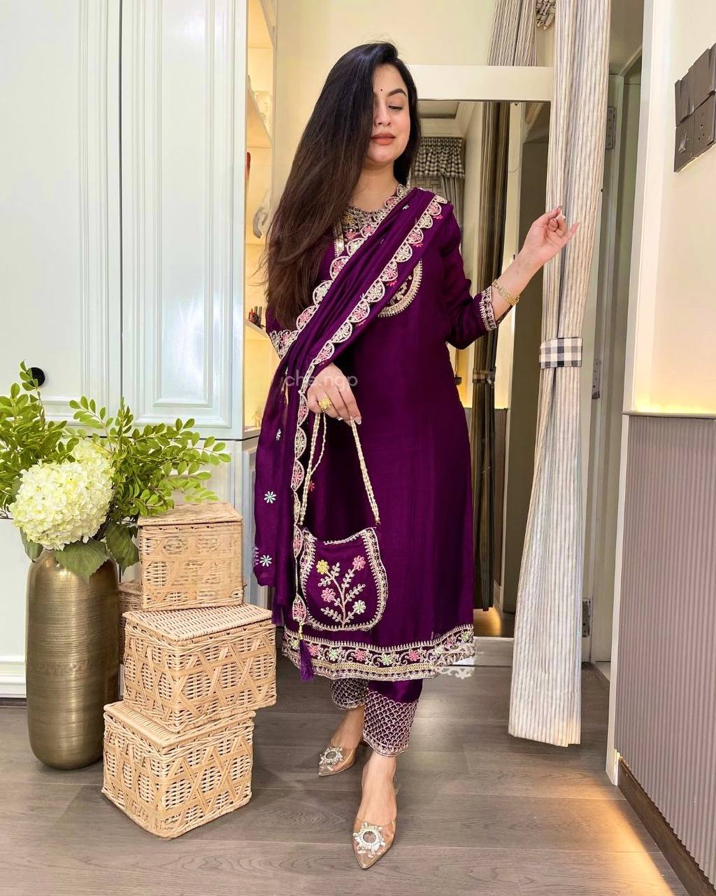Elegance in Harmony: Blue and Purple Fashion Duo Unveiled