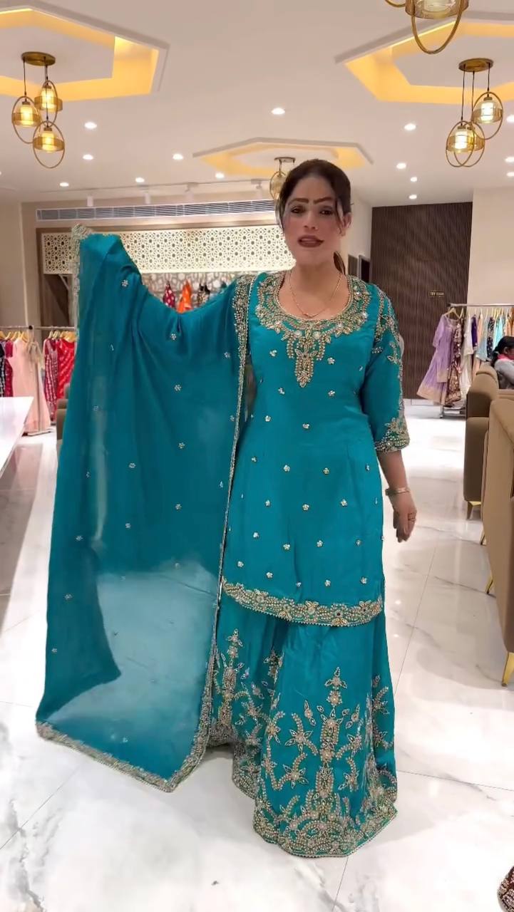 Elegance in Azure: A Captivating Pose