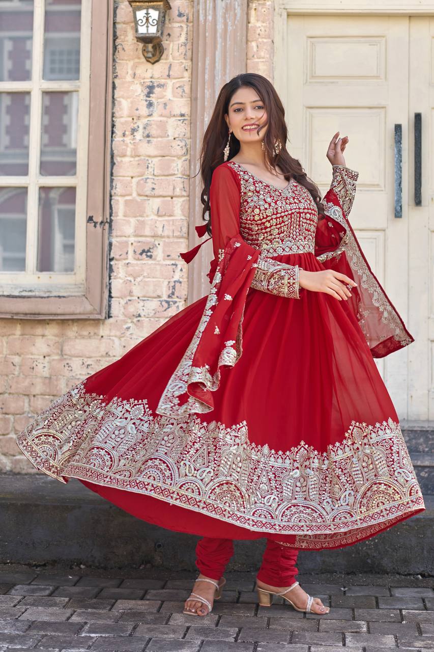 Heavy Embroidered Designer Anarkali Suit For Festivals