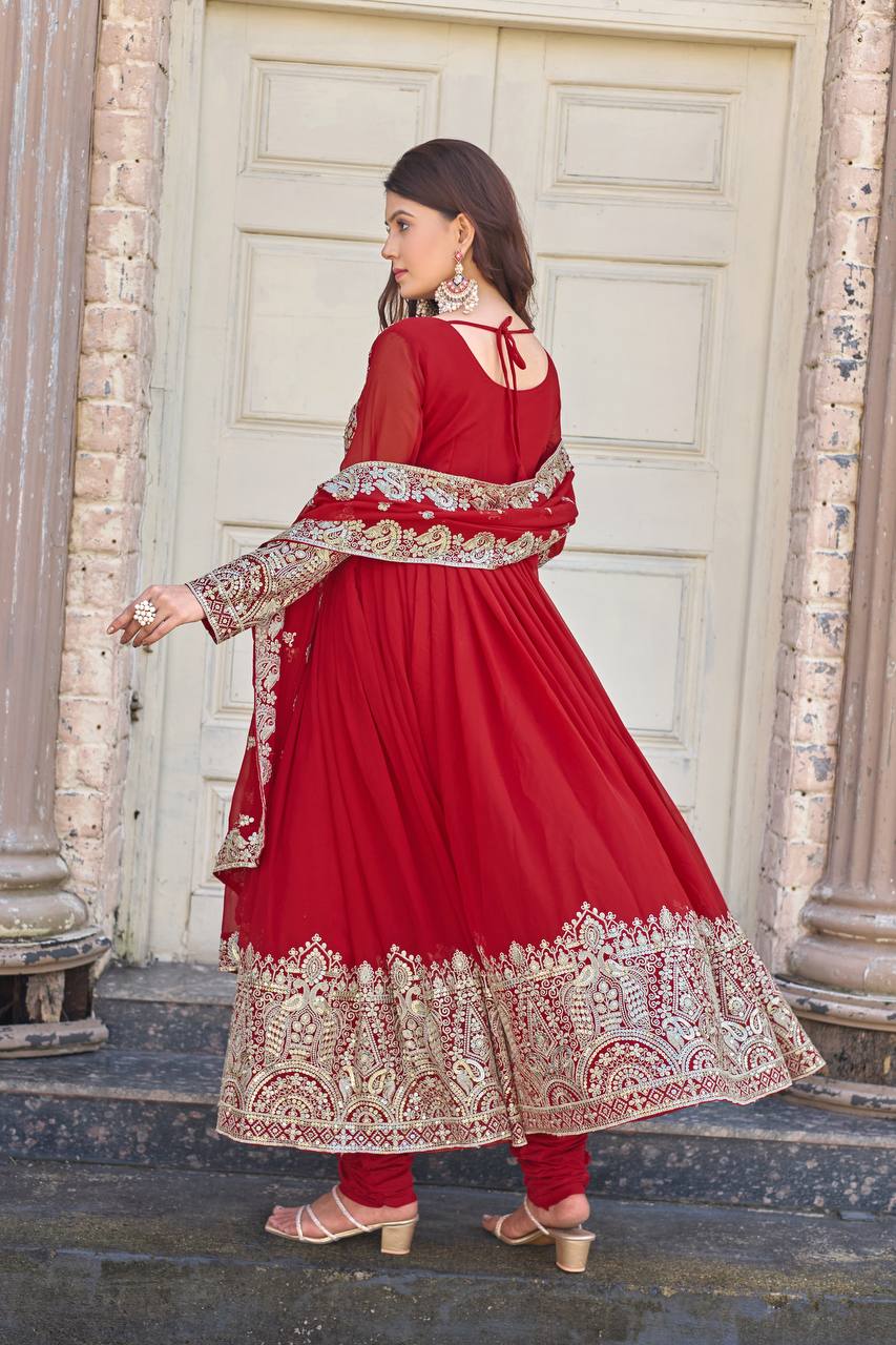 Heavy Embroidered Designer Anarkali Suit For Festivals