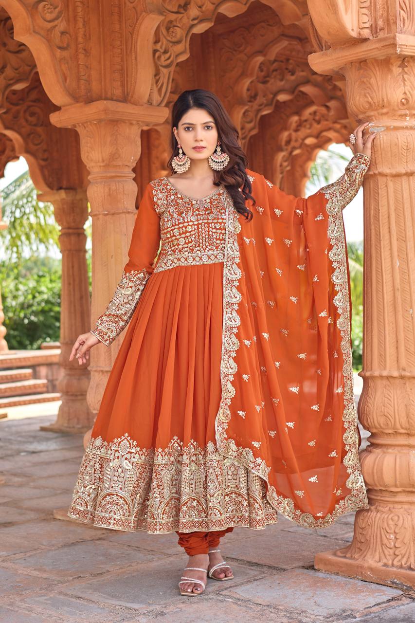 Heavy Embroidered Designer Anarkali Suit For Festivals