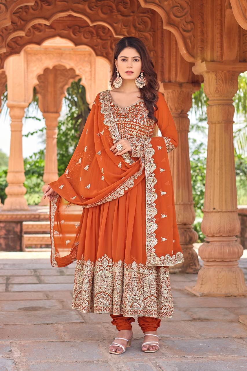 Heavy Embroidered Designer Anarkali Suit For Festivals