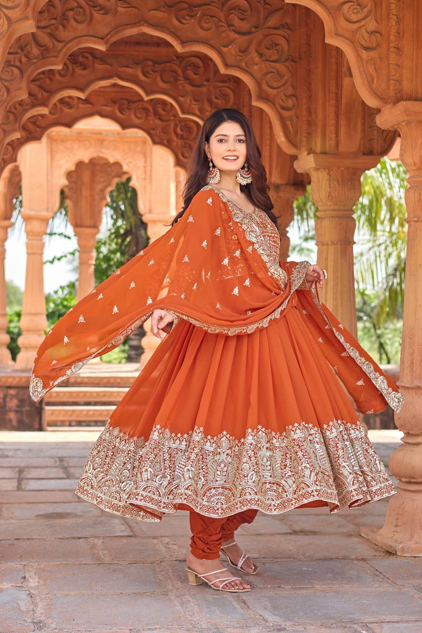 Heavy Embroidered Designer Anarkali Suit For Festivals