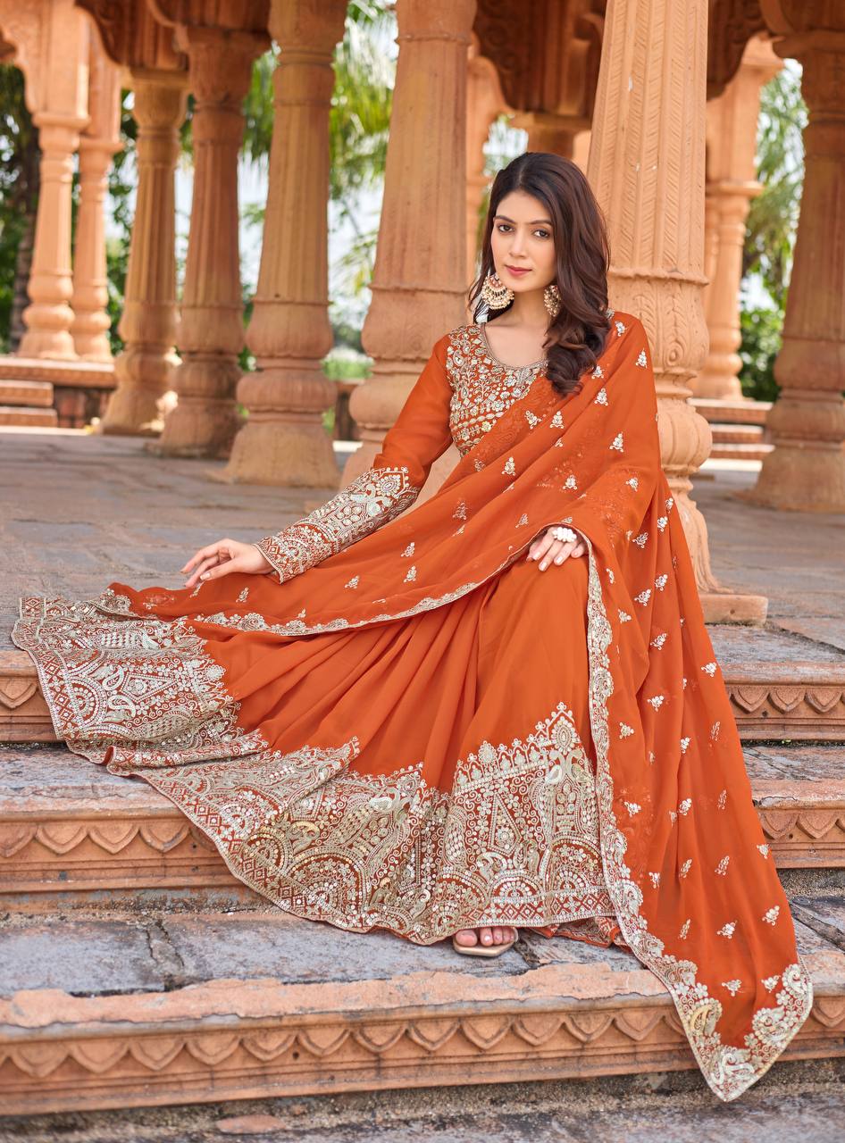 Heavy Embroidered Designer Anarkali Suit For Festivals