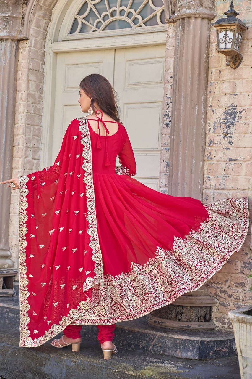 Heavy Embroidered Designer Anarkali Suit For Festivals