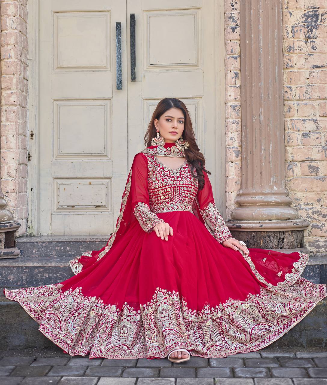 Heavy Embroidered Designer Anarkali Suit For Festivals