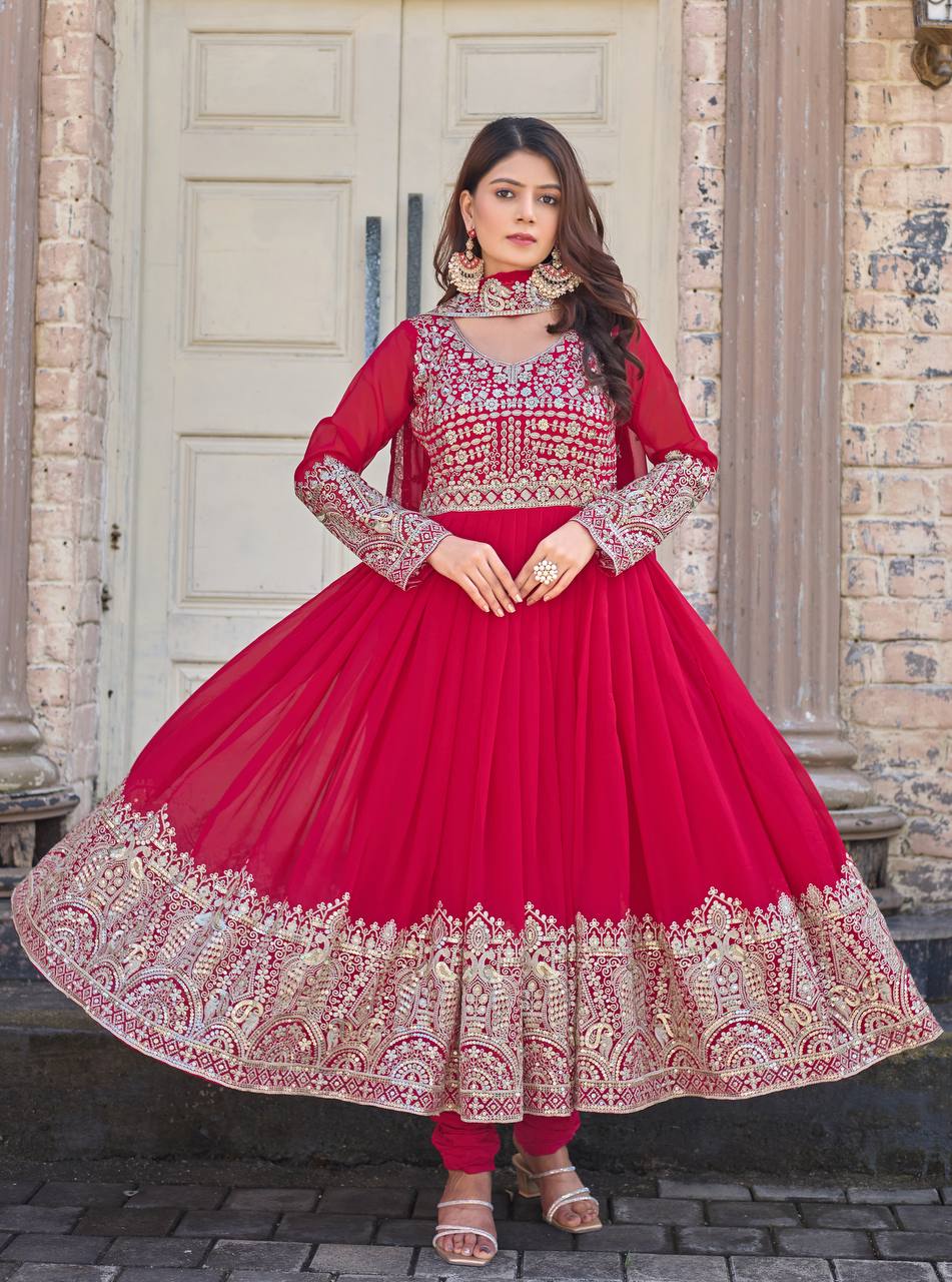 Heavy Embroidered Designer Anarkali Suit For Festivals