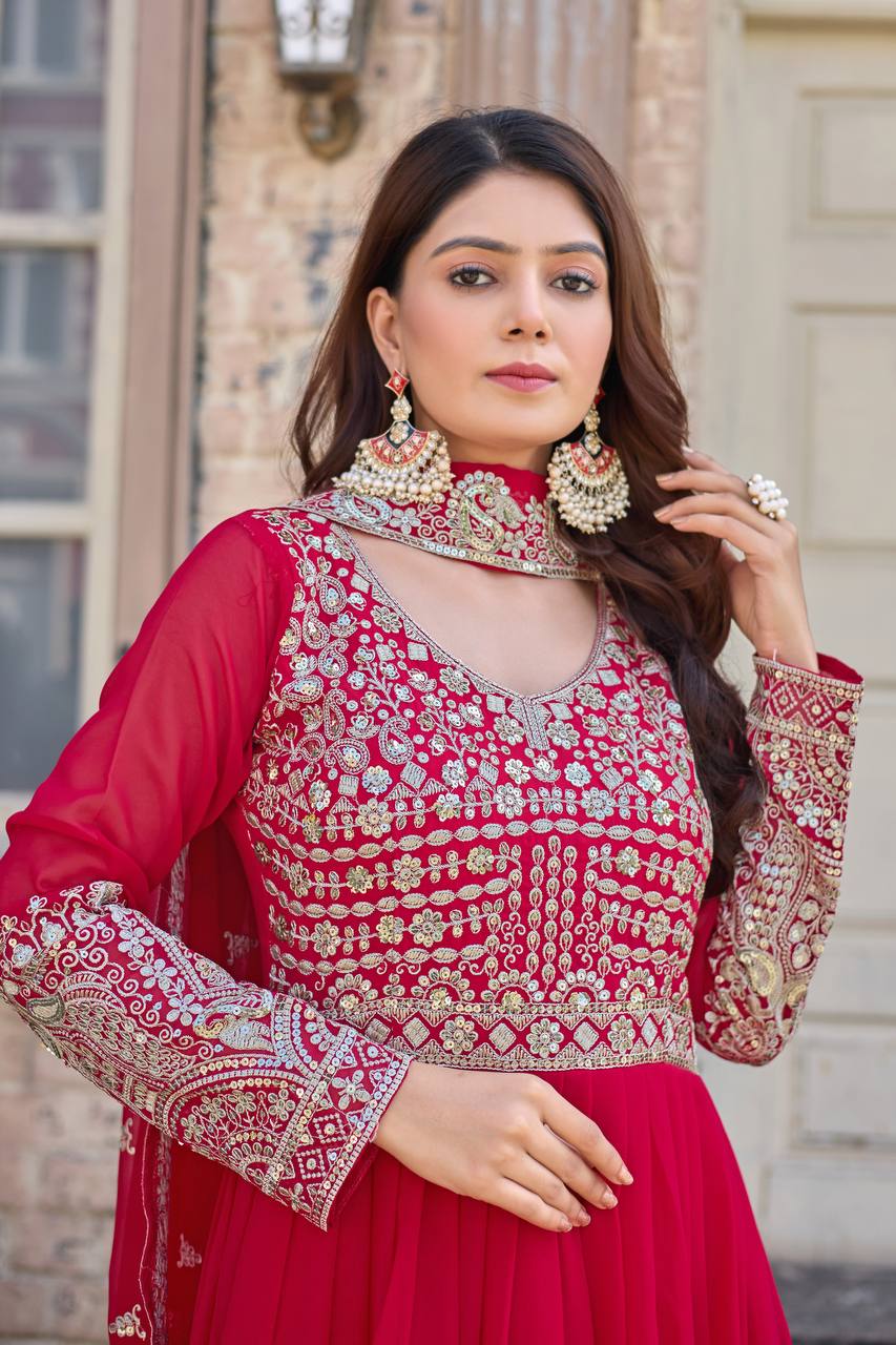 Heavy Embroidered Designer Anarkali Suit For Festivals