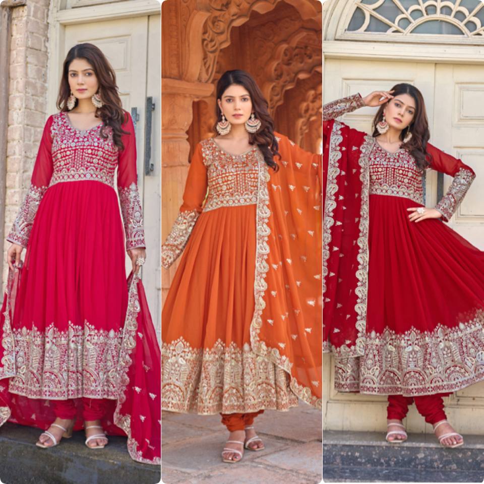 Heavy Embroidered Designer Anarkali Suit For Festivals
