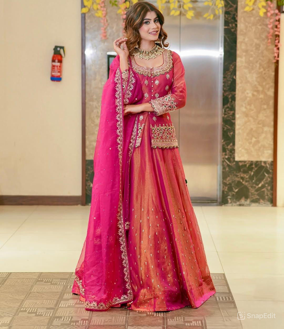 Luxurious Ethnic Sharara Suit Set with Exquisite Embroidery Work