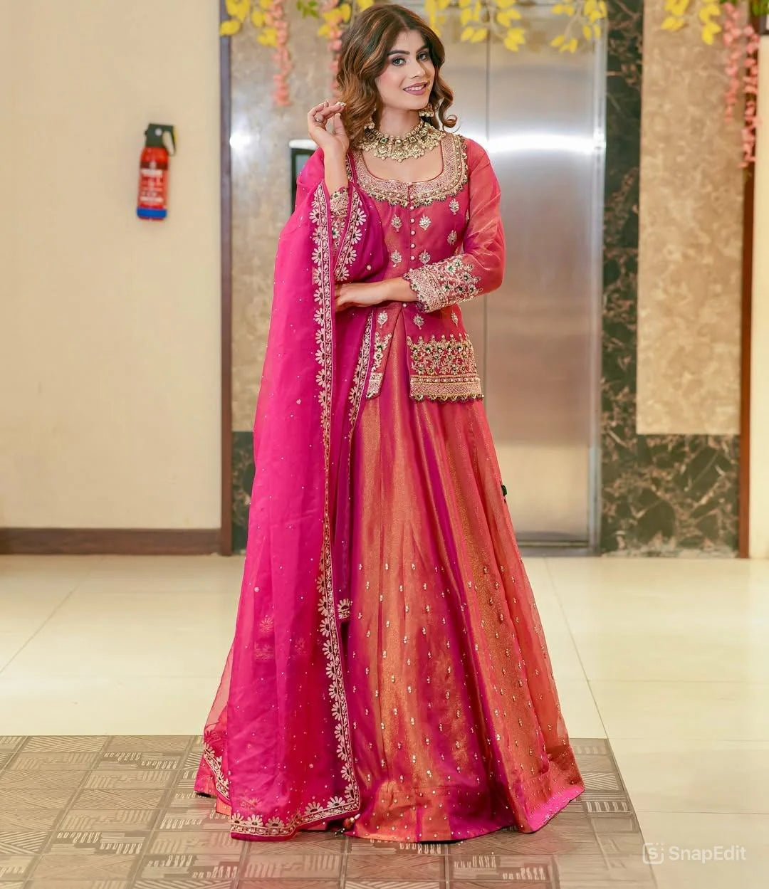 Luxurious Ethnic Sharara Suit Set with Exquisite Embroidery Work